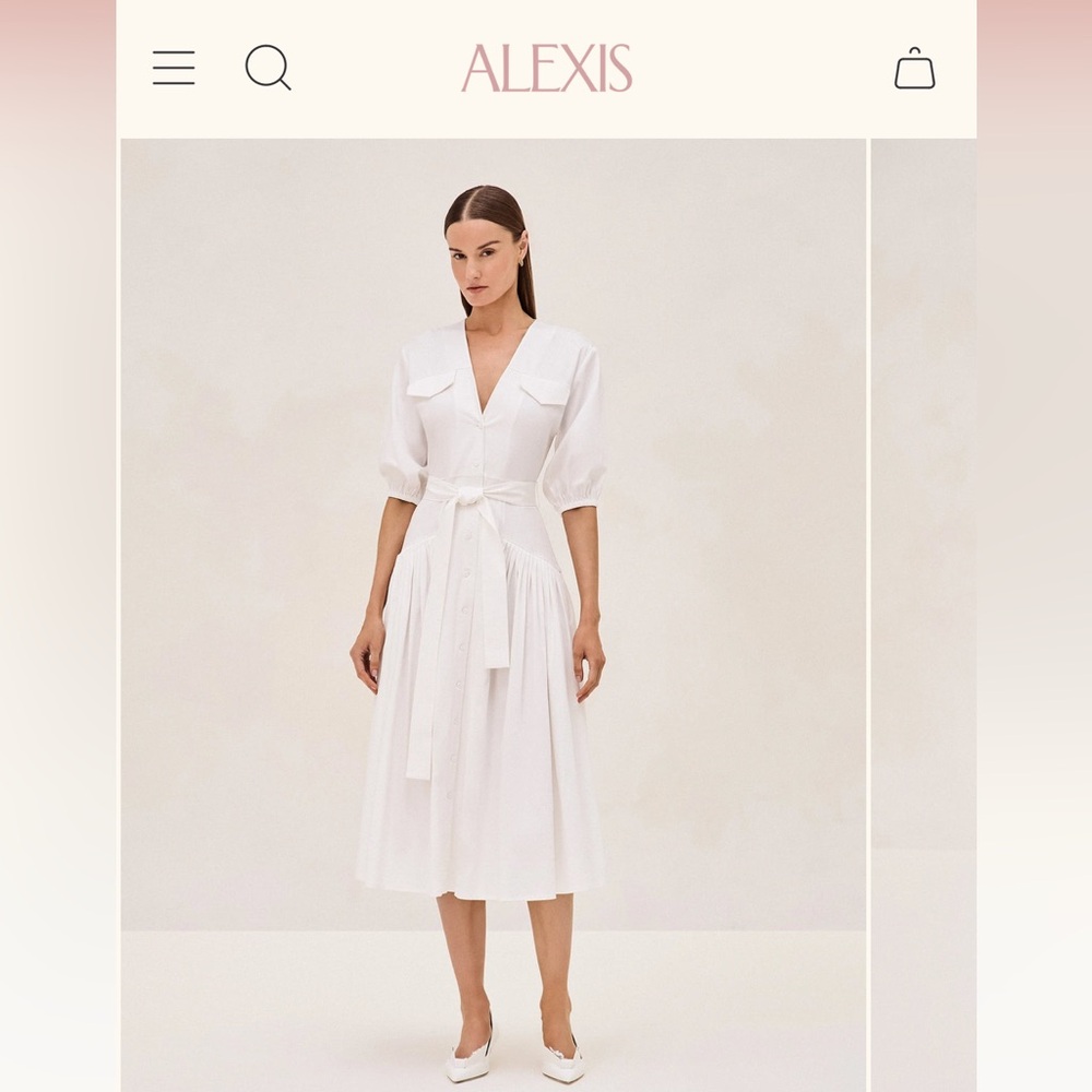 Elegant White Midi Dress by Alexis